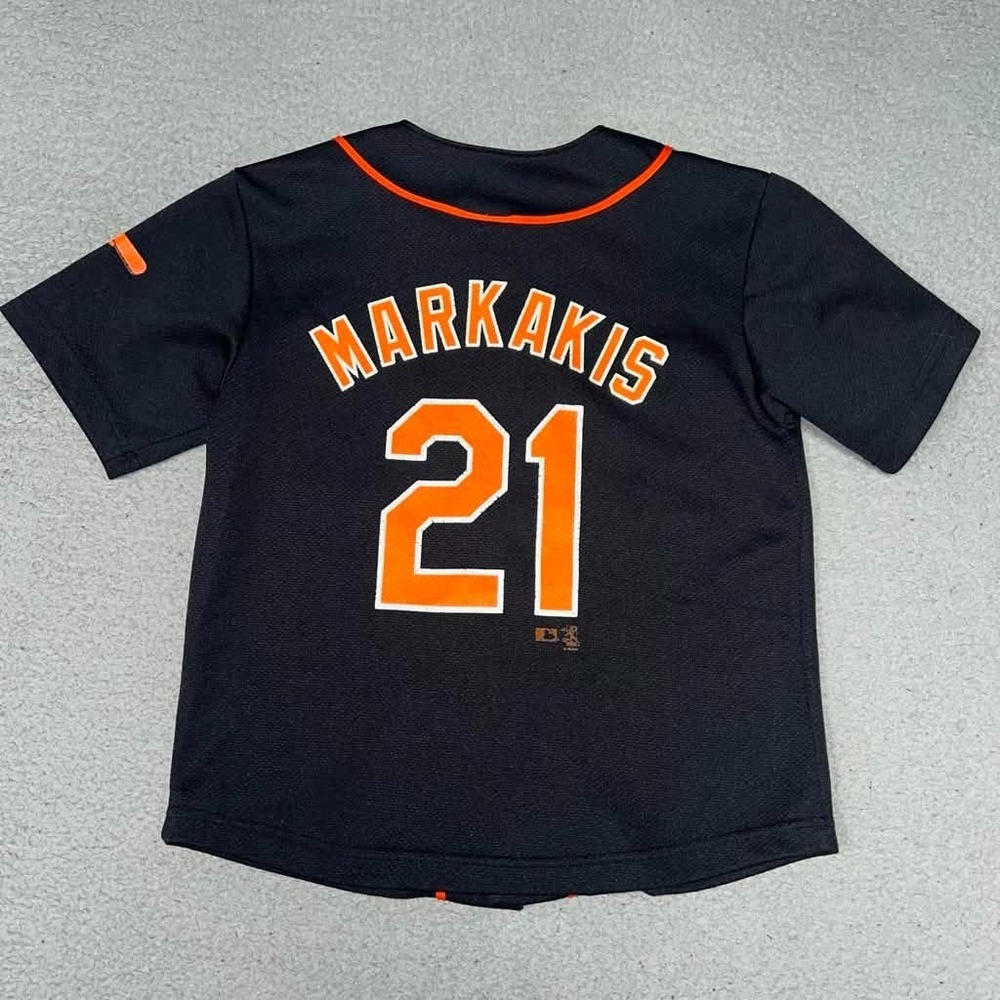 Majestic Baltimore Orioles Nick Markakis Jersey Youth Sz 8 Black #21 2-Sided MLB